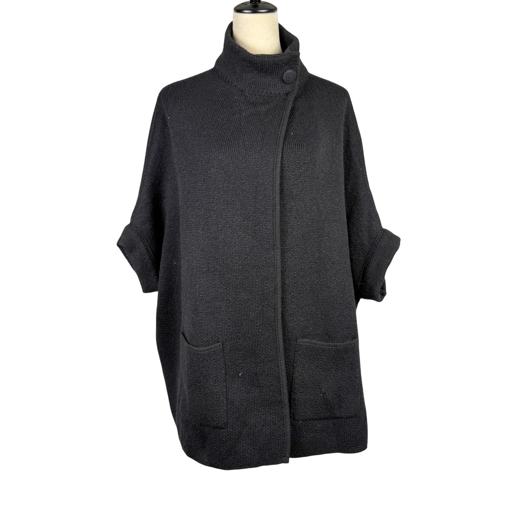 Lauren Conrad Riding Cape Womens One Size Knit Funnel Neck Pocket Black